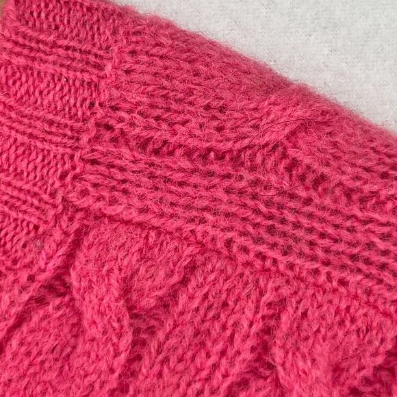 DEANS OF SCOTLAND Sweater S TRIMINGHAMS BERMUDA Cable Shetland Wool Pink HK VTG - Picture 9 of 13